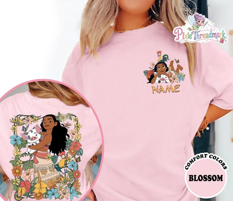 Custom Two-Sided Moana Shirt, Moana 2 Movie T-Shirt, Disneyland Moana Shirt, Princess Shirt, Moana Birthday Shirt, Family Vacation Shirt image 2