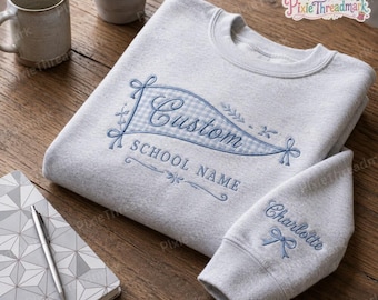 Embroidered Custom Mascot Sweatshirt, Back To School Team Name Shirt, Custom Mascot Name Shirt