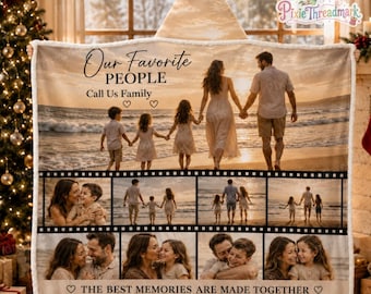 Manta con capucha y collage de fotos personalizado, manta con capucha y texto personalizados, regalo para mamá y papá, regalo con foto personalizada