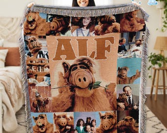 ALF Christmas Woven Blanket Alf Movie Lovers Woven Blanket Christmas 80s 90s Movie Blanket Christmas Party Gifts Xmas Family Matching 2025