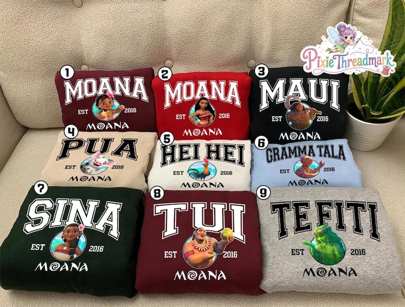 Disneyland Princess Moana Characters Shirt, Moana Family Matching Shirt, Moana Pua Shirt, Moana Hei Hei Shirt, Disneyworld Trip Matching Tee image 1