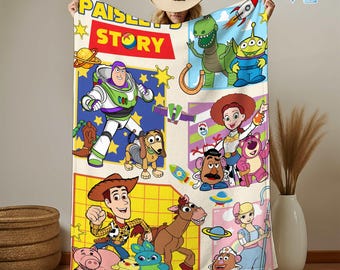 Custom Name Toy Story Fleece Blanket | Toy Story Woody Buzz Lightyear | Birthday Boy Blanket | Toy Story Blanket | Baby Name Blanket