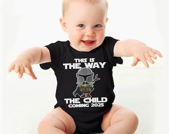 Body de bebé "Este es el niño que viene en 2025", camiseta infantil de Yoda, mono divertido para bebé, ropa de bebé, ropa para niños
