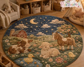 Tapis d'éveil animaux de la ferme pour enfants, tapis de sol pour chambre de bébé, tapis vache, mouton, cheval, tapis d'activités animaux de la ferme