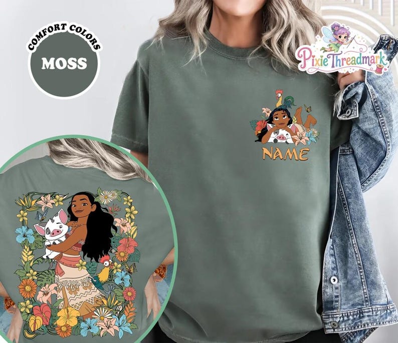 Custom Two-Sided Moana Shirt, Moana 2 Movie T-Shirt, Disneyland Moana Shirt, Princess Shirt, Moana Birthday Shirt, Family Vacation Shirt image 3