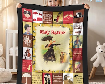 Mary Poppins Fleece Blanket, Mary Poppins Bert Blanket for Bed Couch Sofa, Christmas Gifts, Vintage Movie Blanket