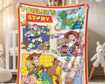Custom Name Toy Story Fleece Blanket | Toy Story Woody Buzz Lightyear | Birthday Boy Blanket | Toy Story Blanket | Baby Name Blanket