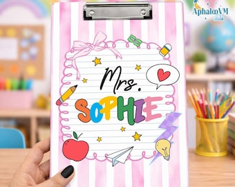 Teacher Clipboard with Name Customization, Personalized Name Teacher Gift, Custom Teacher Acrylic Paper Clipboard, Gifts for Teacher