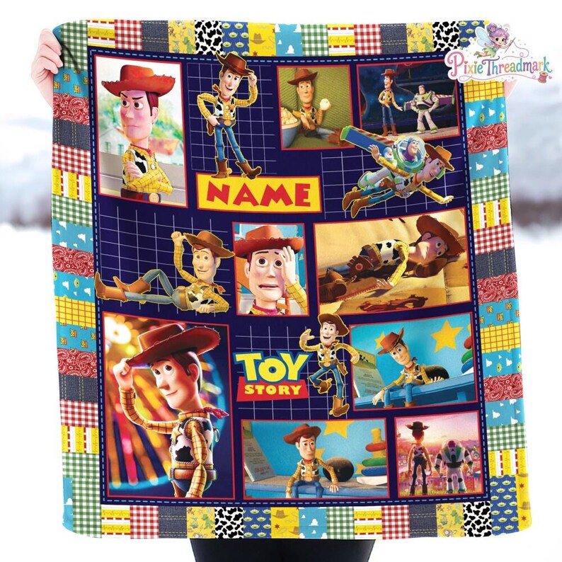Custom Name Toy Story Blanket, Disneyland Toy Story Blanket, Woody Buzz Jessi Blanket, Toy Story Birthday Gift, Blanket for Kid Baby image 2