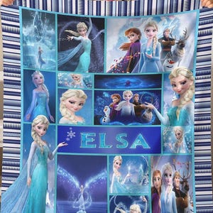 Personalized Frozen Movie Blanket, Frozen Elsa Anna Olaf DisneyWorld Blanket, Christmas Gift, Cartoon Fleece Blanket, Cartoon Quilt image 2