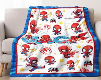 Personalized SpiderMan Blanket with Name, Custom Superhero Blanket, Spiderman Blanket for Boy, Christmas Gifts, Birthday Gifts