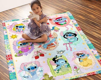 Funny Stitch Cosplay Princess Blanket, Stitch Baby Blanket, Disneyland Stitch Blanket, Stitch Birthday Gifts, Blanket Bedding Decor