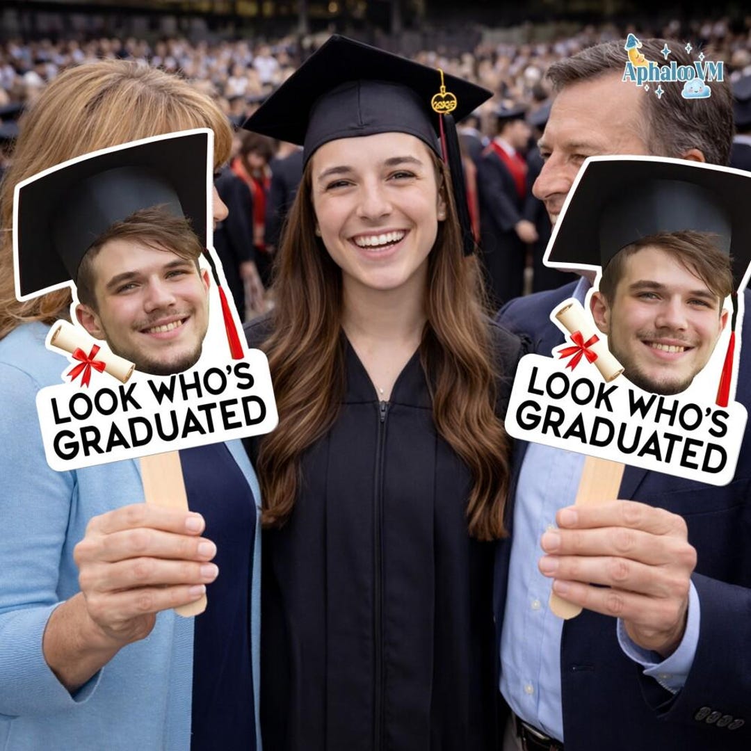 Graduation Follower Custom Photo Graduation Fan, Personalized Graduation Party Photo Prop ...
