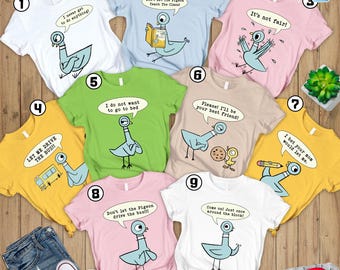 Pigeon Teachers Group Costume Shirt, Halloween Teacher Cosplay Costume Tees, Funny Children Book Characters Costume,Book Lover Squad Costume