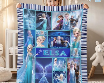 Personalized Frozen Movie Blanket, Frozen Elsa Anna Olaf DisneyWorld Blanket, Christmas Gift, Cartoon Fleece Blanket, Cartoon Quilt