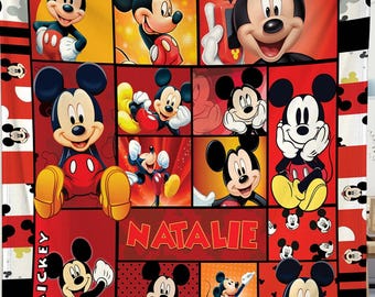 Personalized Mickey Mouse Blanket, Disneyland Mickey Blanket, Mickey Mouse Birthday Gifts, Christmas Gift, Mickey Fleece Blanket