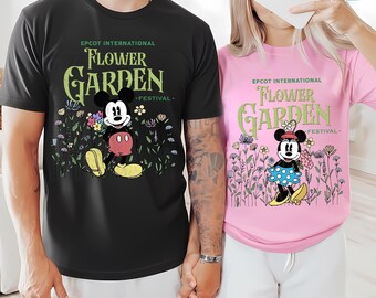 Epcot Flower And Garden Shirt, Epcot Couples Shirt, Retro Mickey Minnie Epcot Shirt, Minnie Flower Shirt, Floral Shirt, Epcot World Tour Tee