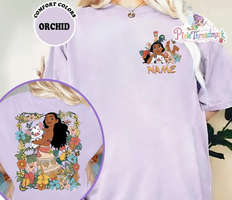 Custom Two-Sided Moana Shirt, Moana 2 Movie T-Shirt, Disneyland Moana Shirt, Princess Shirt, Moana Birthday Shirt, Family Vacation Shirt image 5