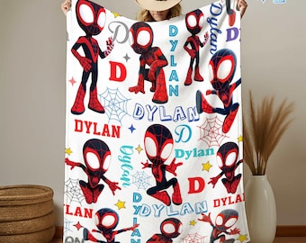Personalized Spider Fleece Blanket, Spidermand Blanket, Gifts for Kids, Birthday Gifts, Throw Blanket for Couch Sofa, Home Decor