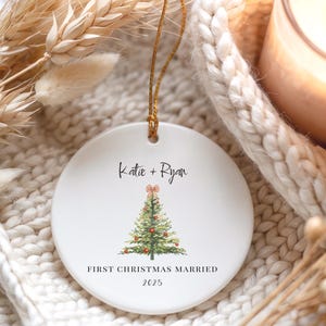 Married Ornament Gift Custom Couple Ornament, First Christmas Mr Mrs, Personalized Wedding Gift, Newlywed Christmas Gift, Double Sided Print