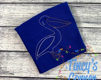 Pelican Embroidery, Animal Embroidery, Summer Embroidery
