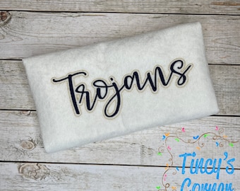 Trojans Script Embroidery, Mascot Embroidery