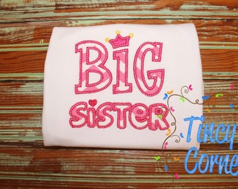 Big Sister Crown Applique, Sibling Applique
