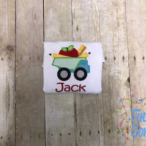School Supplies Dump Truck Applique, Back to School Applique
