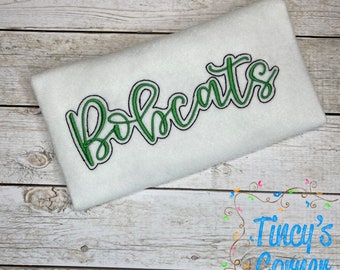 Bobcats Script Embroidery, Mascot Embroidery