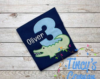 Alligator Birthday Applique, Birthday Applique