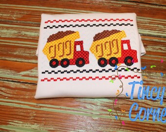 Faux Smocked Dump Truck Embroidery, Transportation Embroidery