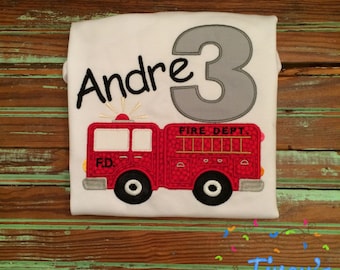 Firetruck2 Birthday Applique, Birthday Applique