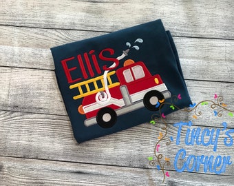 Firetruck Applique, Transportation Applique