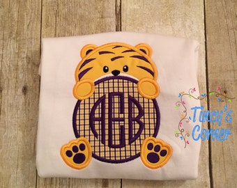 Tiger Peek-A-Boo Applique, Mascot Applique, Tiger Applique