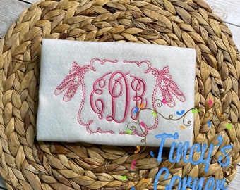 Ballet Slipper Square Monogram Frame Embroidery, Dance Embroidery