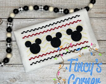 Faux Smocked Mouse Trio Embroidery