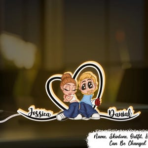 Y2K Couple Heart Shape With Names Personalized Light Box, Custom Couple LED Light, Cute Gift For Anniversary, Christmas Cartoon Lamp