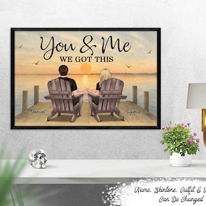 Retro Vintage Couple Mountain Landscape Personalized Poster, Heartfelt Anniversary Gift, Birthday Gift, Wedding Decor For Couple, For Him