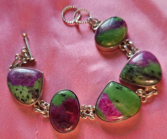 Ruby Zoisite Silver Bracelet - image 2