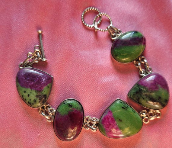 Ruby Zoisite Silver Bracelet - image 3