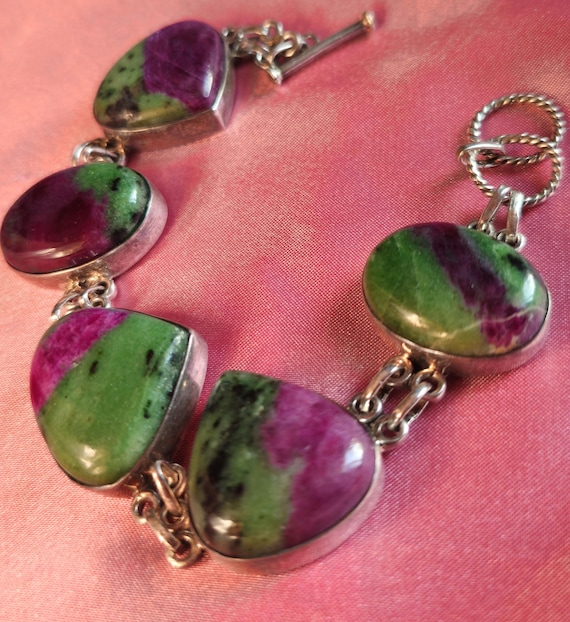 Ruby Zoisite Silver Bracelet - image 1