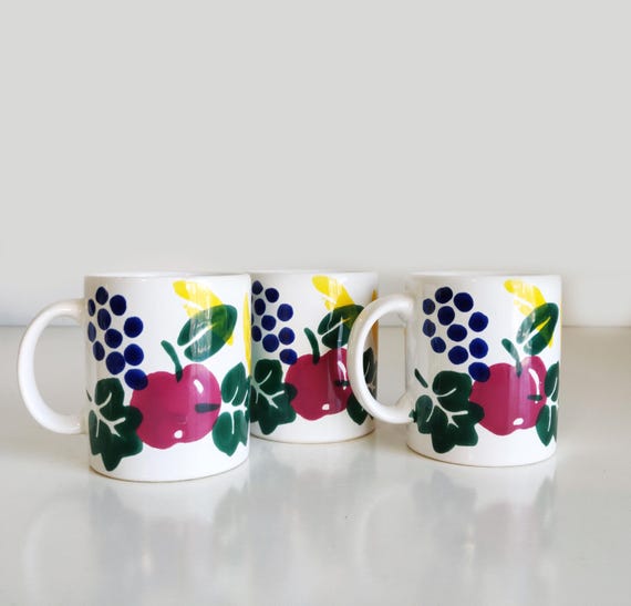 Set of 3 Waechtersbach Ceramic Fruit Mugs from Spain