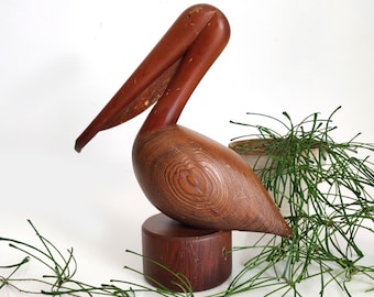 Vintage Wooden Pelican Figurine