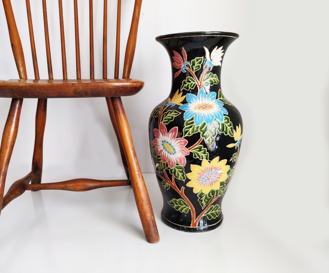20 Inch Floral Ceramic Jar, Floor Vase Etsy