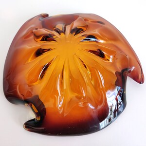 Wavy Amber Art Glass Ashtray image 8