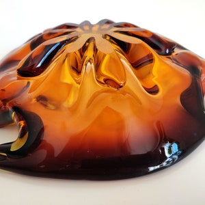 Wavy Amber Art Glass Ashtray image 9