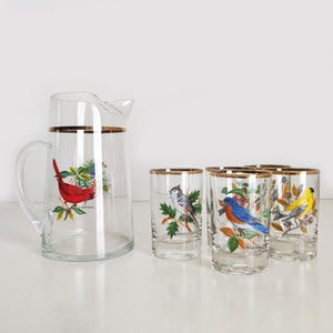 Princess House Colonial Pheasant Martini Mixer with 7 Glasses