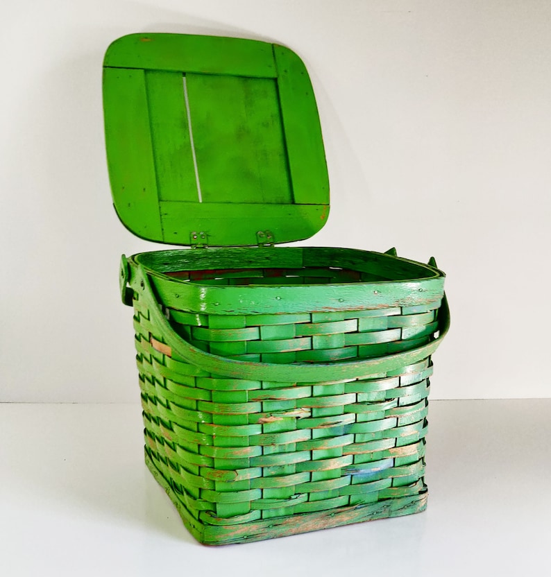Large Green Vintage Picnic Basket Etsy
