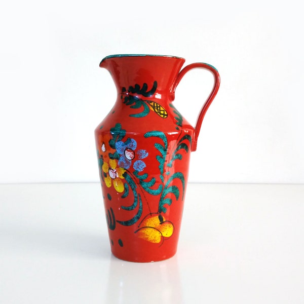 Vintage Italian Art Pottery Pitcher, Coiled Pottery
