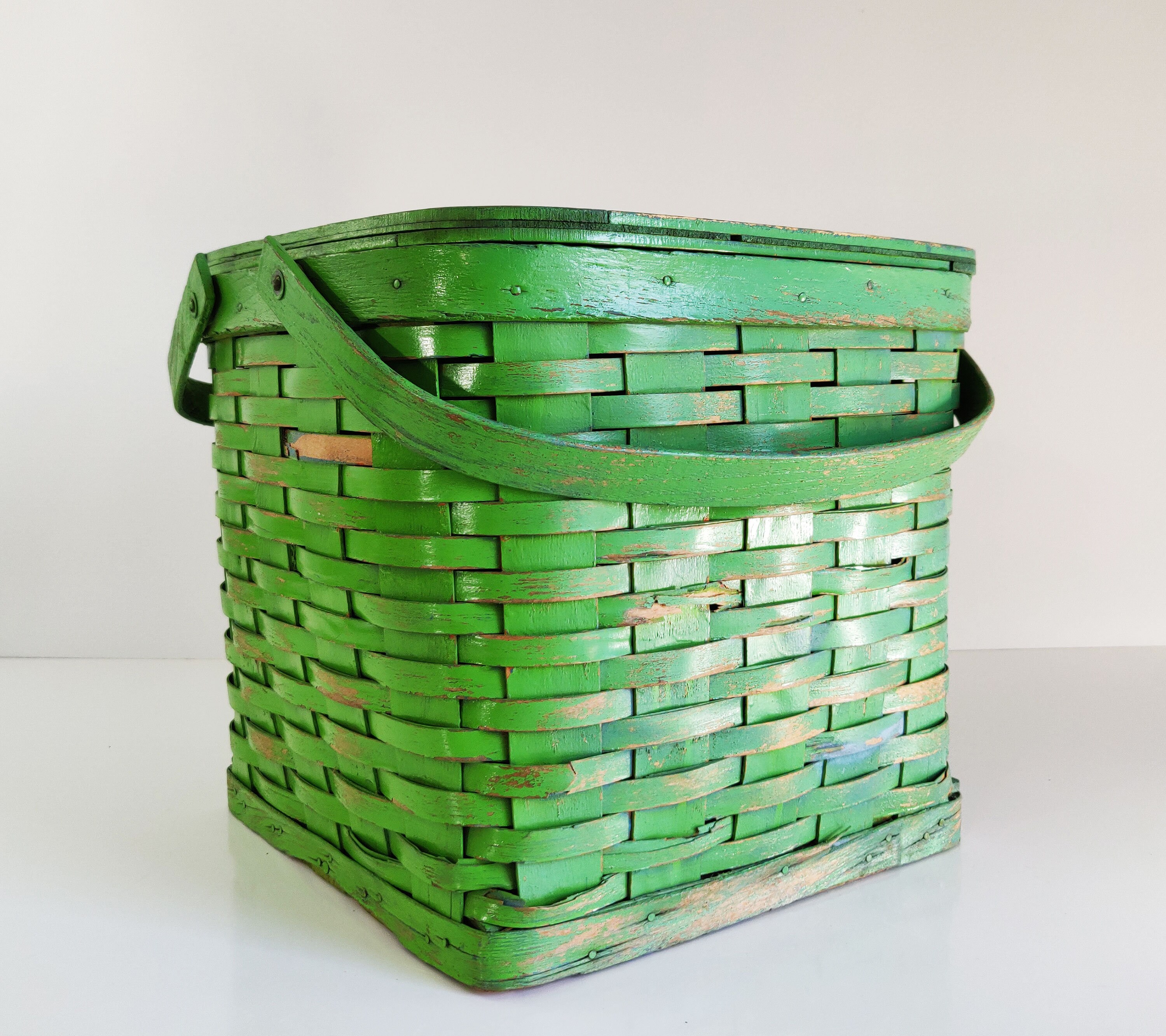 Large Green Vintage Picnic Basket Etsy